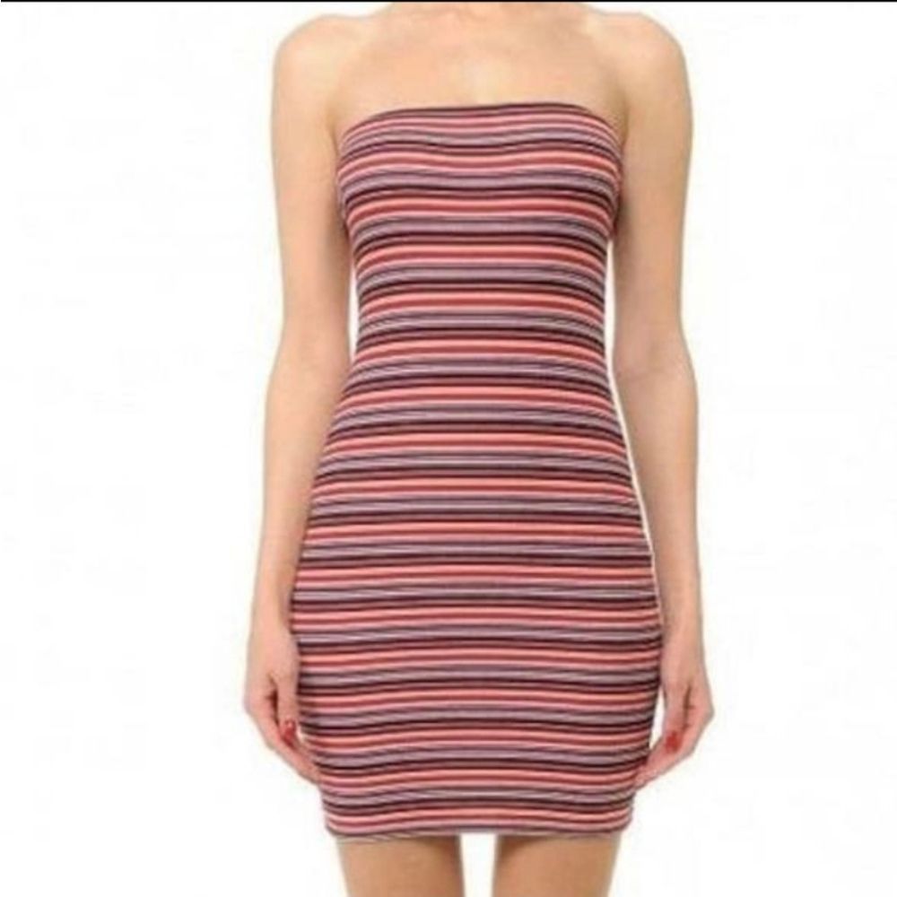 AMBIANCE Vintage Y2K 90s 2000s Striped Jersey Sleeveless Tube Dress Size M